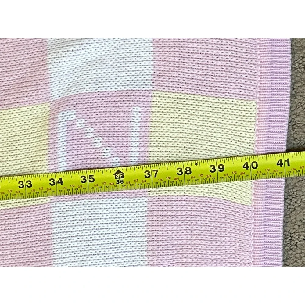 Wamsutta Blanket Alphabet Blocks Pink‎ Pastel Baby Blanket Knit 100% Acrylic